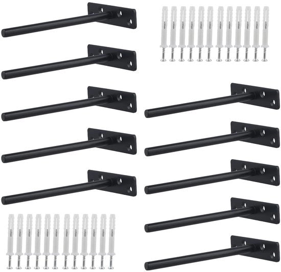 Set di Supporti per Tavole 14,5 cm - Set di 10 - Metallo Nero - Design Integrato - Costruzione Robusta - Adatto per Tavole Decorative - Supporti per Tavole