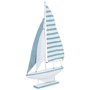 Figura decorativa a forma di barca in legno blu 31x5x56h cm