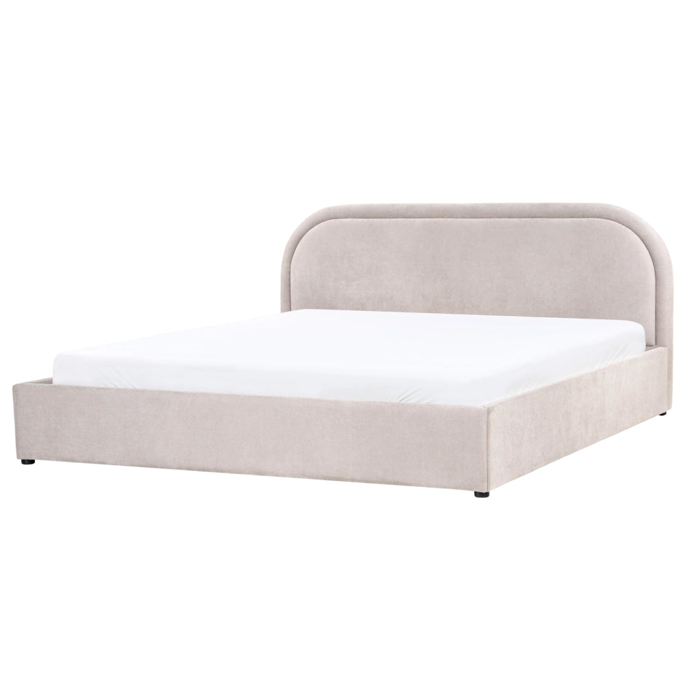 Letto matrimoniale EU tortora Tessuto di ciniglia 180 x 200 cm Struttura imbottita con contenitore