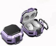 Otturatore per auricolari per smartphone compatibile con Galaxy Buds Live / Buds2 / Buds Pro / Buds2 Pro, realizzato in TPU e PC, con clip, resistente alle abrasioni, resistente agli urti, chiusura a sicurezza - nero viola