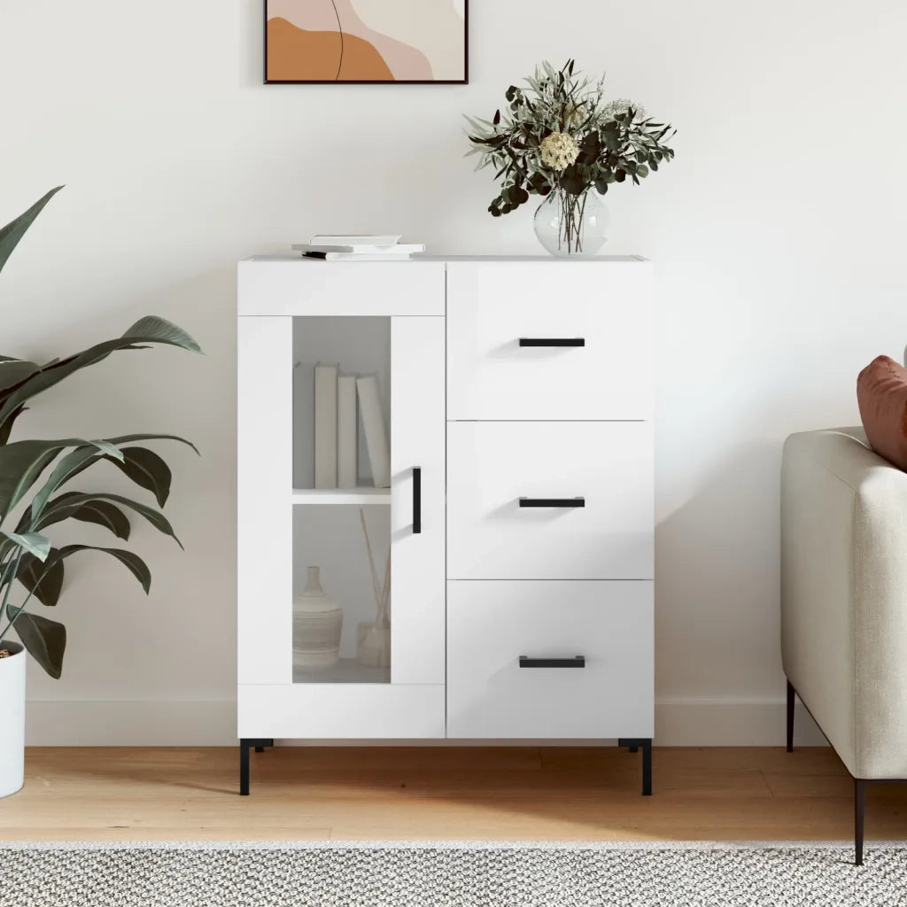 Credenza 69,5x34x90 cm in Legno Multistrato Bianco Lucido 828046