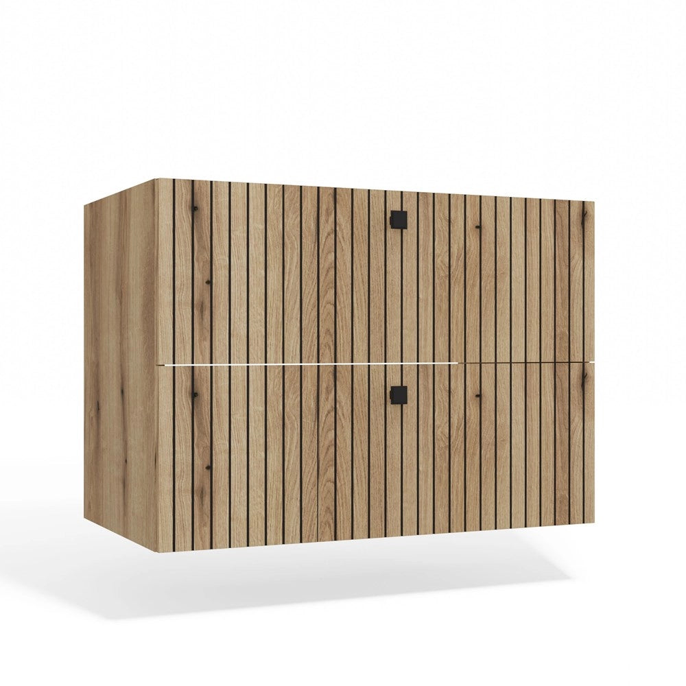 Mobile sottolavabo TIGO 80 2s rovere EVOKE 2 cassetti scanalato frontale sospeso