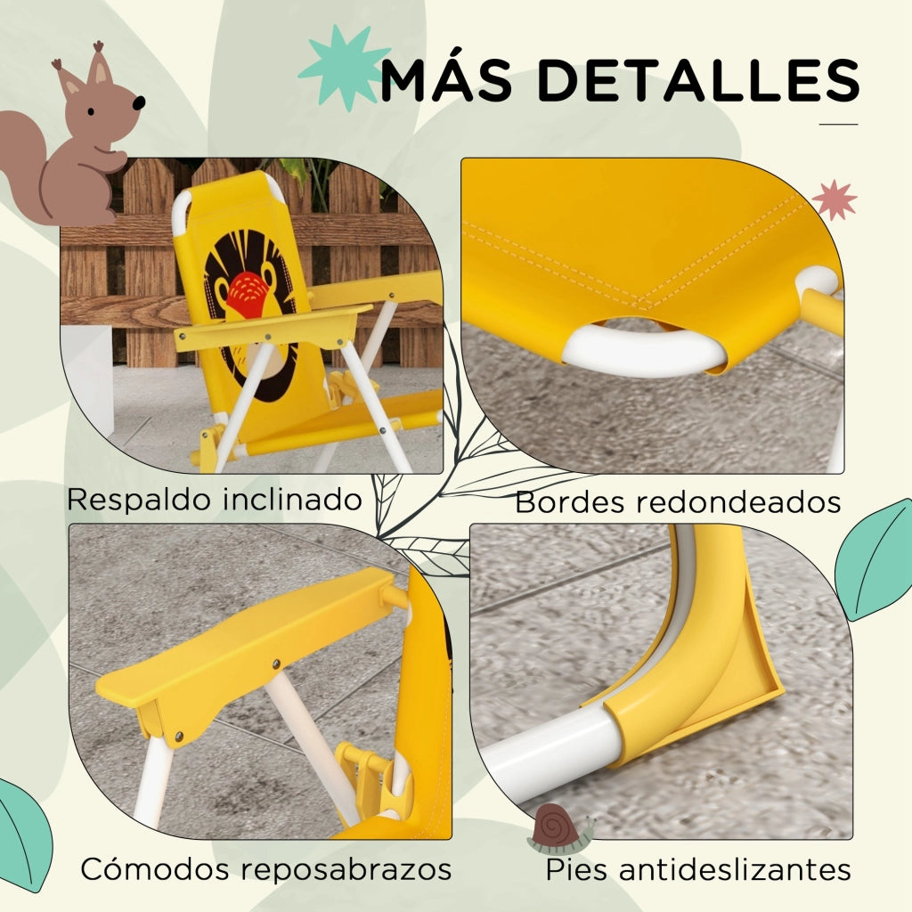Set tavolo e sedie pieghevoli per bambini ¨C zephmum ¨C giallo, tema leone