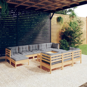 Set Divani da Giardino 11 pz con Cuscini Grigi Massello di Pinocod mxl 94046