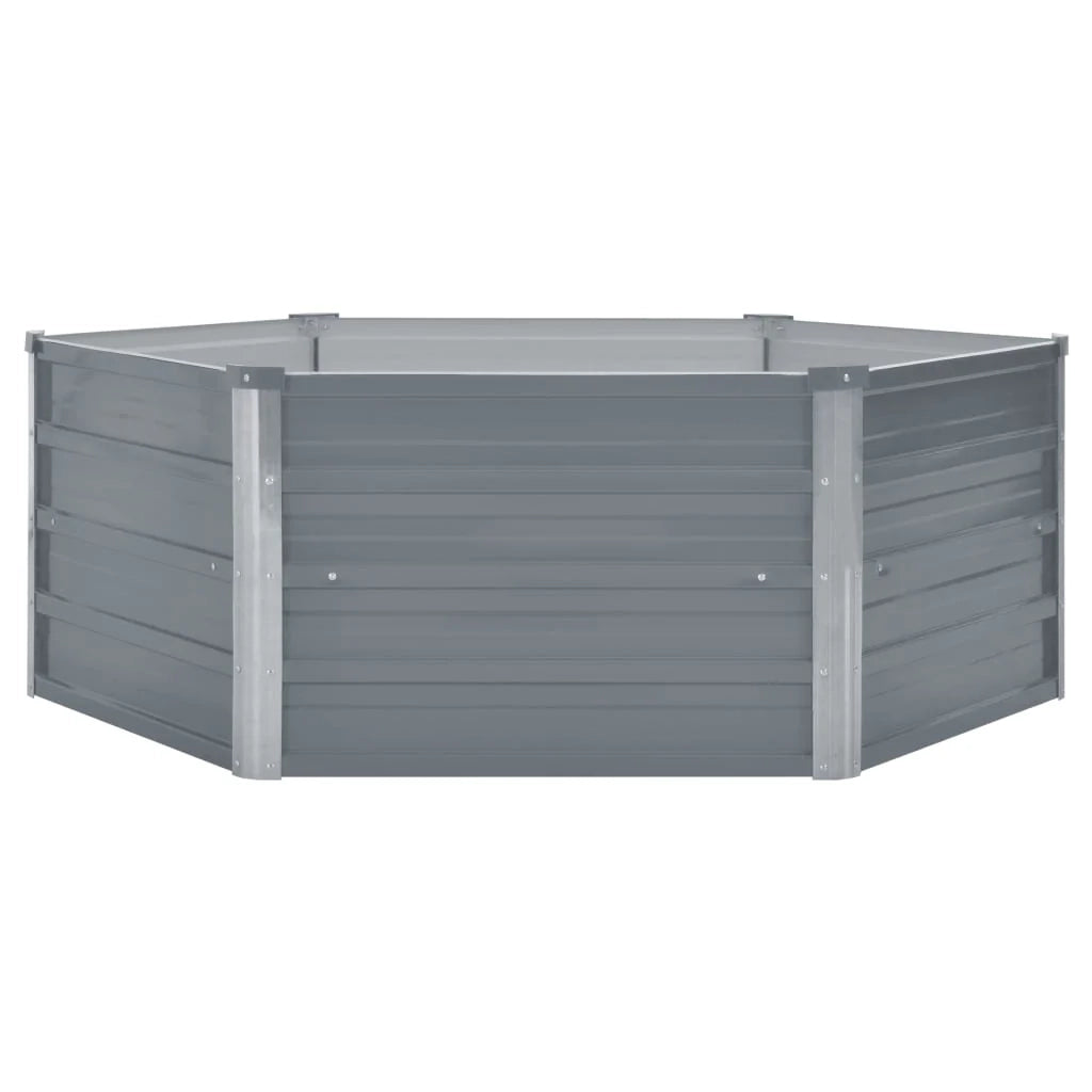 Fioriera rialzata per piante e fiori giardino 129 x 129 x 46 cm acciaio zincato grigio 02_0000790