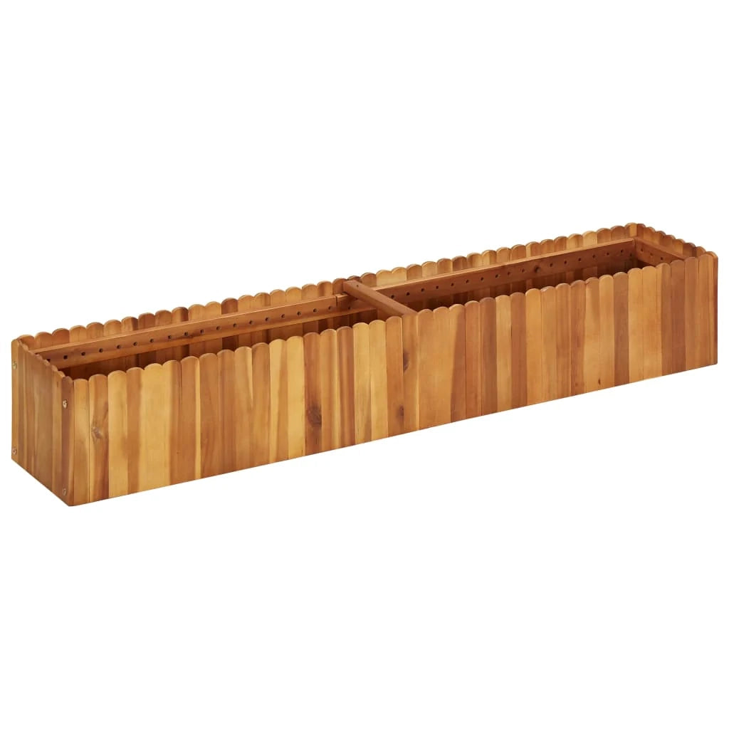 Fioriera rialzata per piante e fiori giardino 150 x 30 x 25 cm legno massello di acacia 02_0000998