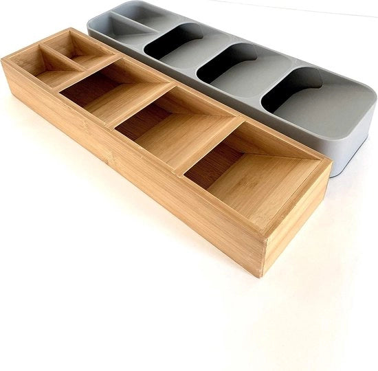 Organizzatore di Posate in Bambù - Cassetto per Posate Organizzatore - 396 cm x 11 cm x 55 cm - Sostenibile - In Magazzino