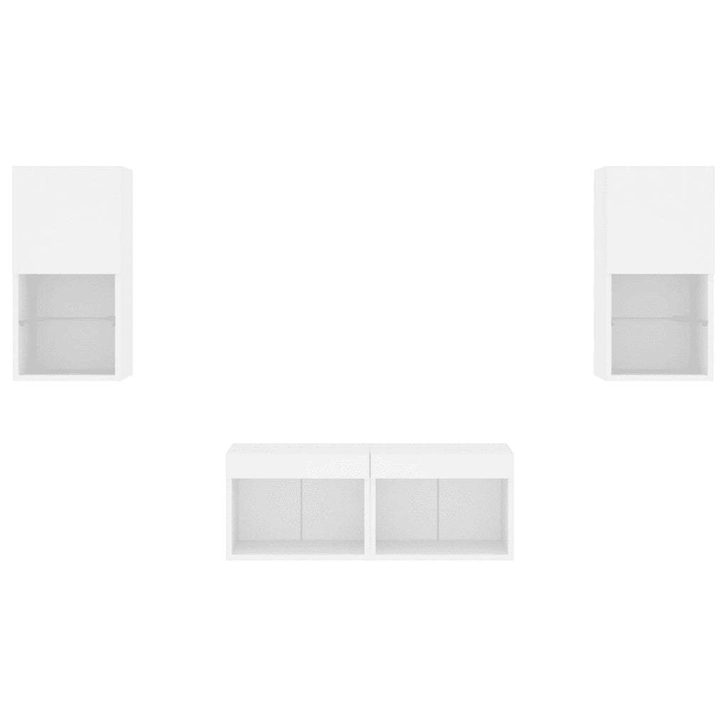 Mobili TV a Muro 4 pz-Credenza per TV con Luci LED Bianchi 477065