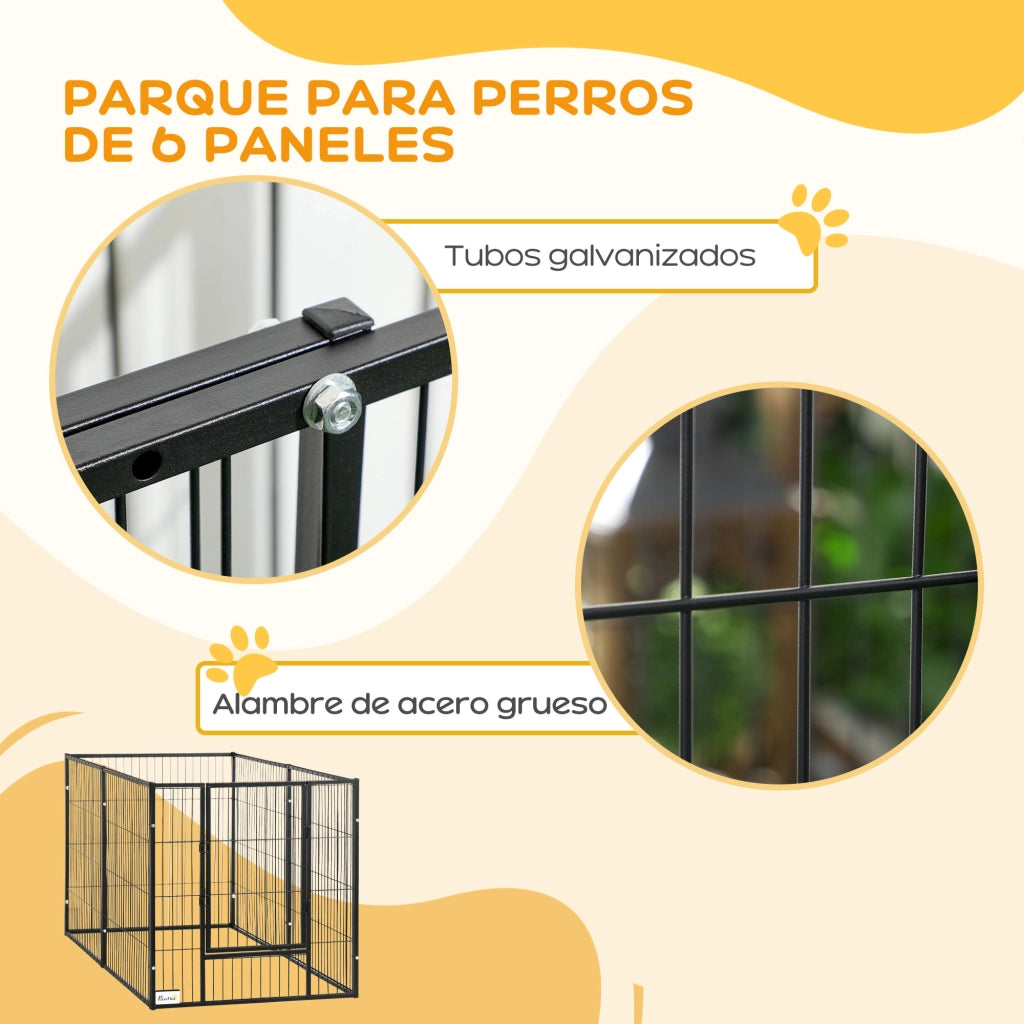 Recinto per Cani Aggiustabile ¨C zephmum ¨C Grigio 6 Pannelli 82.5-150x79x81 cm