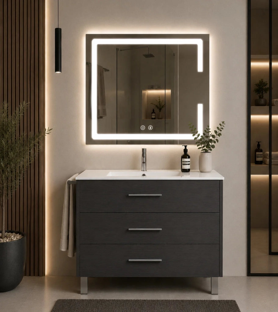 Mobile bagno con lavabo ORIGENBATH RIBERA senza specchio 70x45 cm grafite con colonna