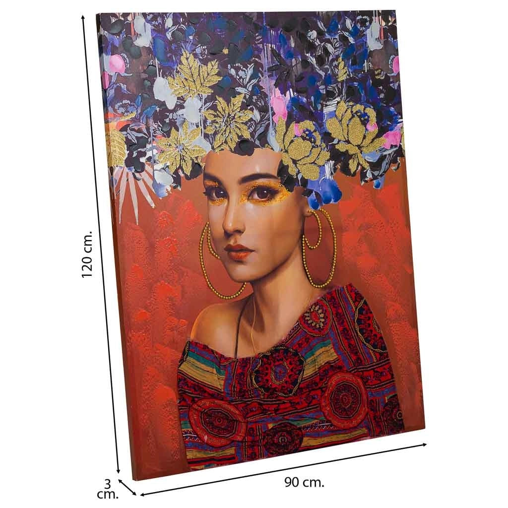 Quadro dipinto a mano con rilievo rosso 90x120x3h