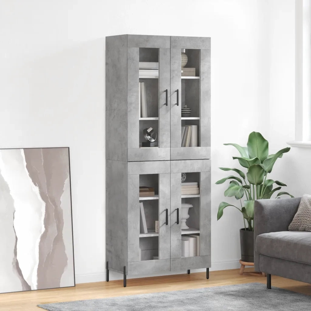 Credenza | Madia | Buffet da pranzo | Armadio da pranzo Grigio Cemento 69,5x34x180 cm in Legno Multistrato