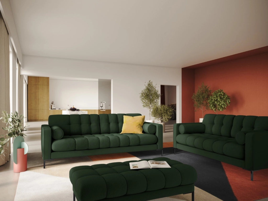 Cosmopolitan Design - Divano "Bali" 4 posti in tessuto strutturato verde scuro 
