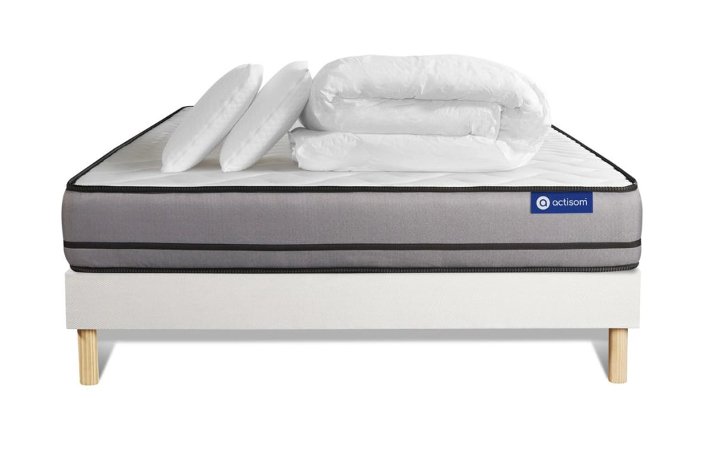Pacchetto letto completo - Materasso 180x200cm + Box spring con doghe (kit) + 2 cuscini + Piumone - Actilatex Night