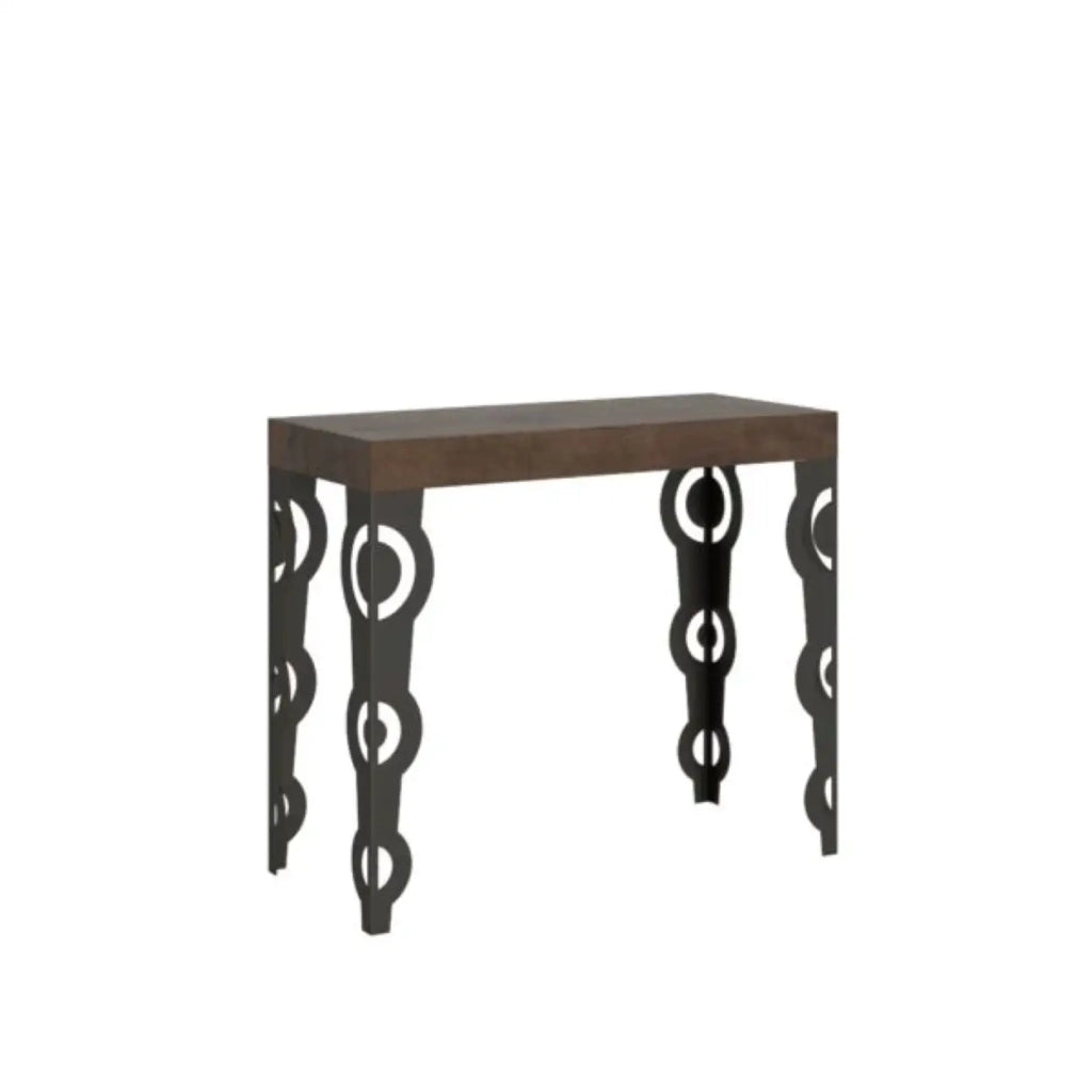 Consolle allungabile 90x40/300 cm Karamay Premium noce gambe antracite