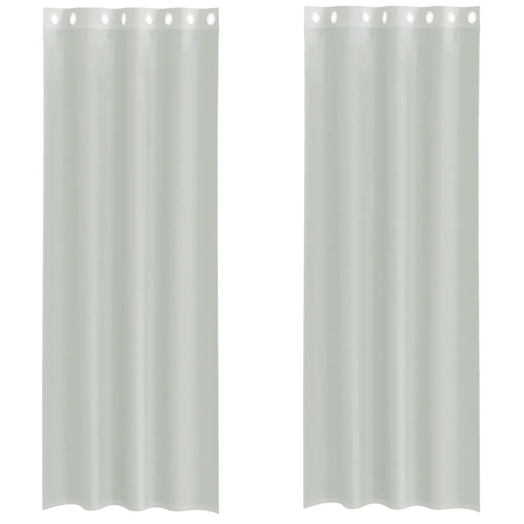 Tende in Voile con Occhielli 2 pz Grigio Chiaro 140x260 cm