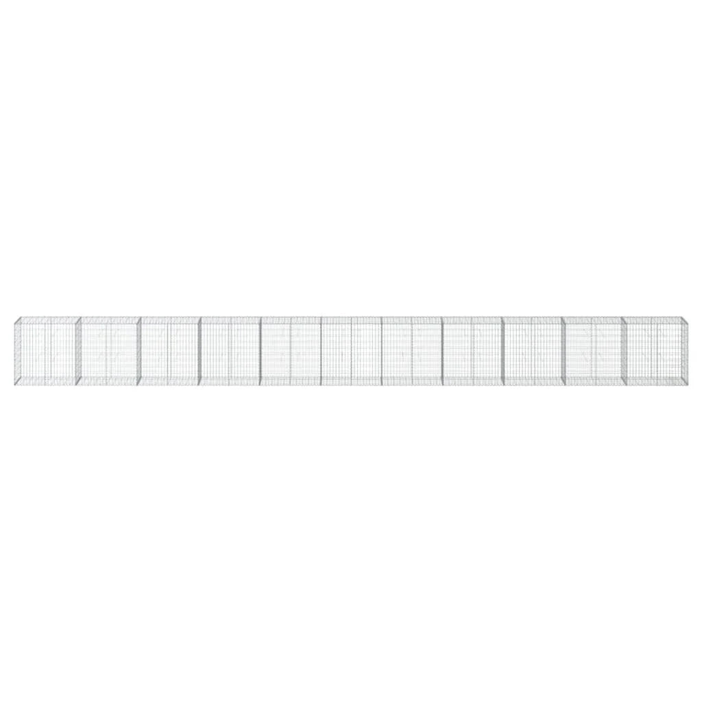 Gabbione recinto a gabbia muro di contenimento con coperchio 1100 x 50 x 100 cm ferro zincato argento 02_0040125