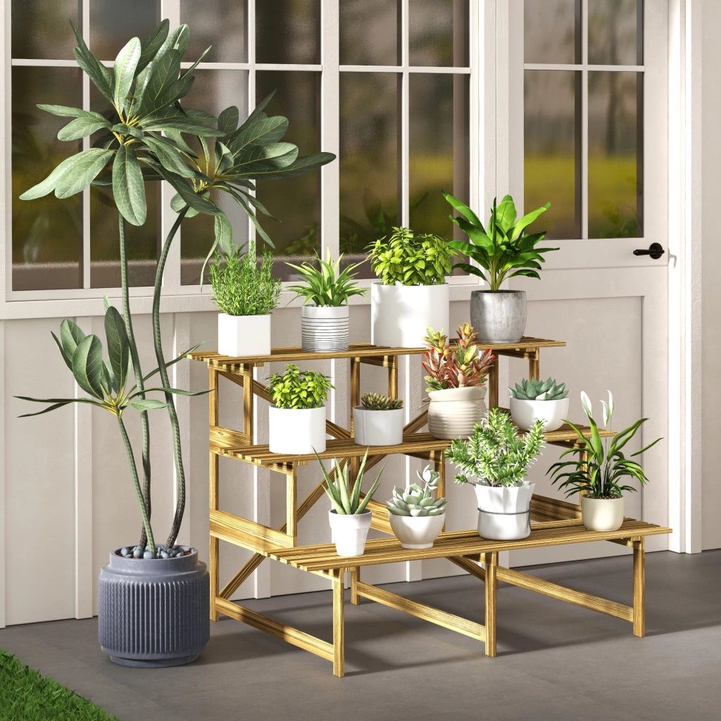 Tavolino da caff¨¨ ¨C zephmum ¨C 3 piani in legno naturale 78 cm
