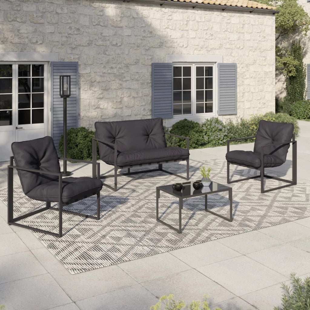 Nairobi Set di mobili da Giardino Bassi a 4 posti in Acciaio Grigio Antracite