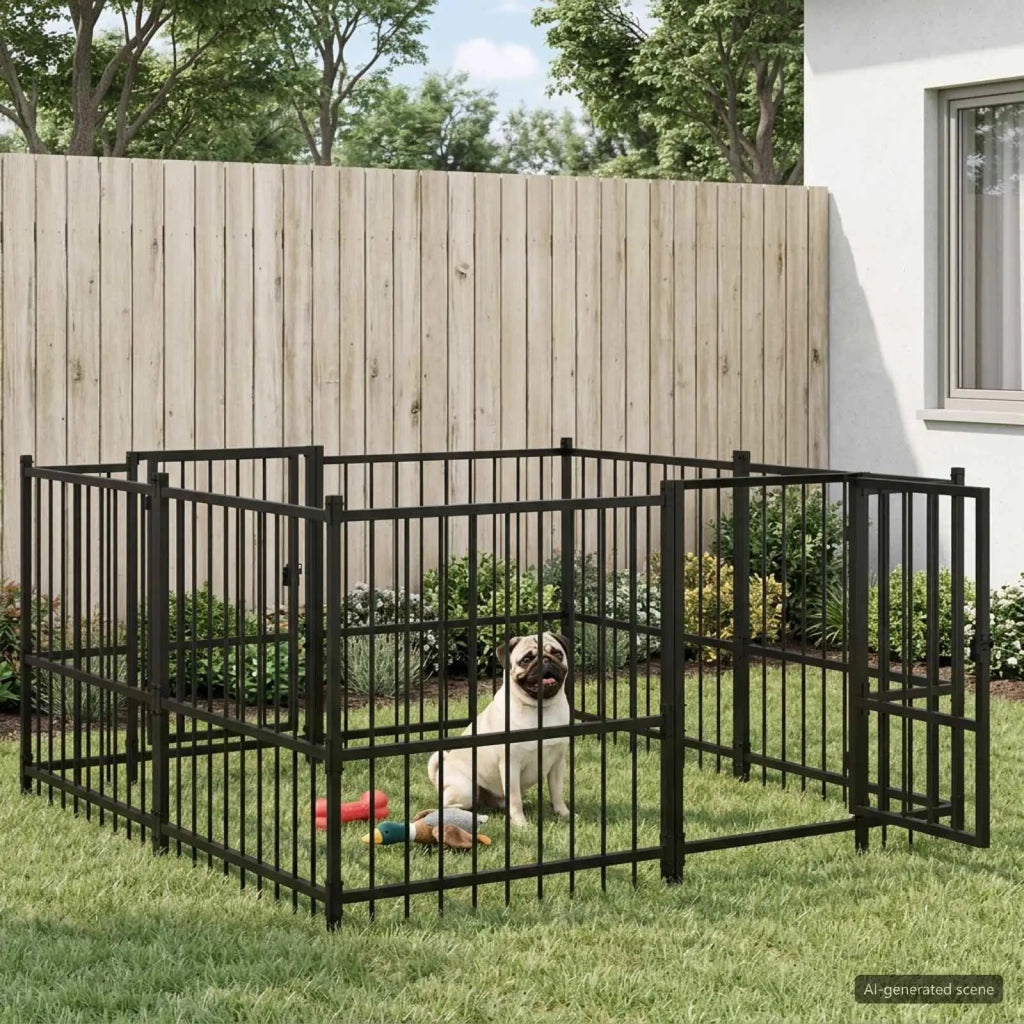 Recinto per cani all'aperto Nero 192 x 192 x 100 cm Acciaio 3467734