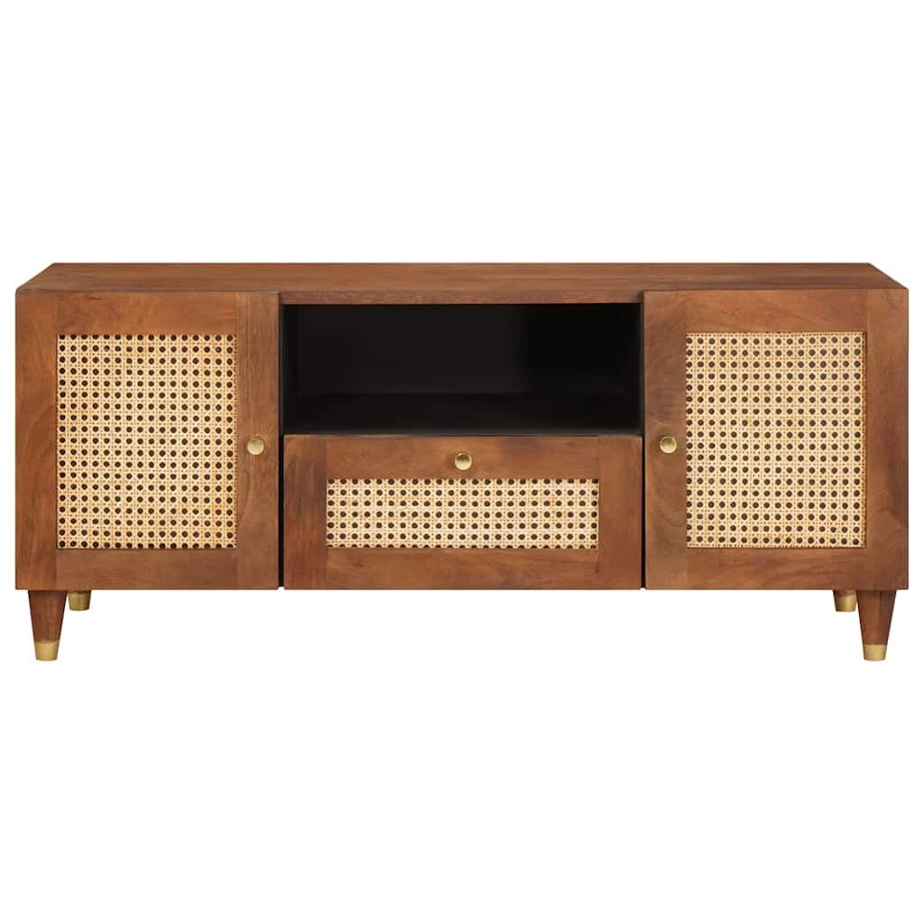 Mobile porta TV rettangolare moderno con ripiano portaoggetti 105 x 33,5 x 46 cm in legno di mango marrone 02_0057900