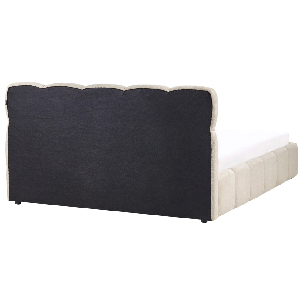Letto matrimoniale imbottito con struttura a molle a sollevamento trapuntata 180 x 200 tortora con contenitore a molle sollevabile