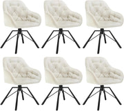 Set di 6 Sedie per Sala da Pranzo Girevoli a 360°, Sedie da Cucina Imbottite con Gambe in Metallo, Poltroncine in Velluto per Camera da Letto, Soggiorno, Ufficio, Crema EZS60cm-6