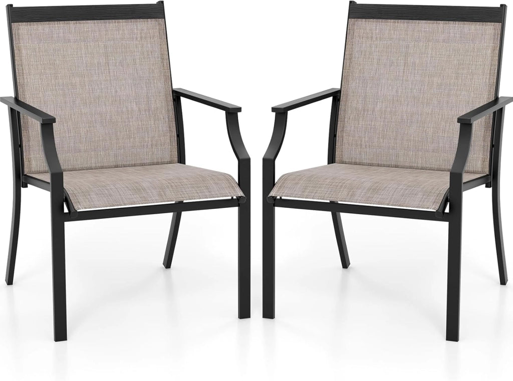 Set di 2 sedie da giardino con schienale alto, sedia in tessuto, sedia da esterno, sedie da sala da pranzo per patio, carico 150 kg, per terrazza, balcone, spiaggia, feste (blu)