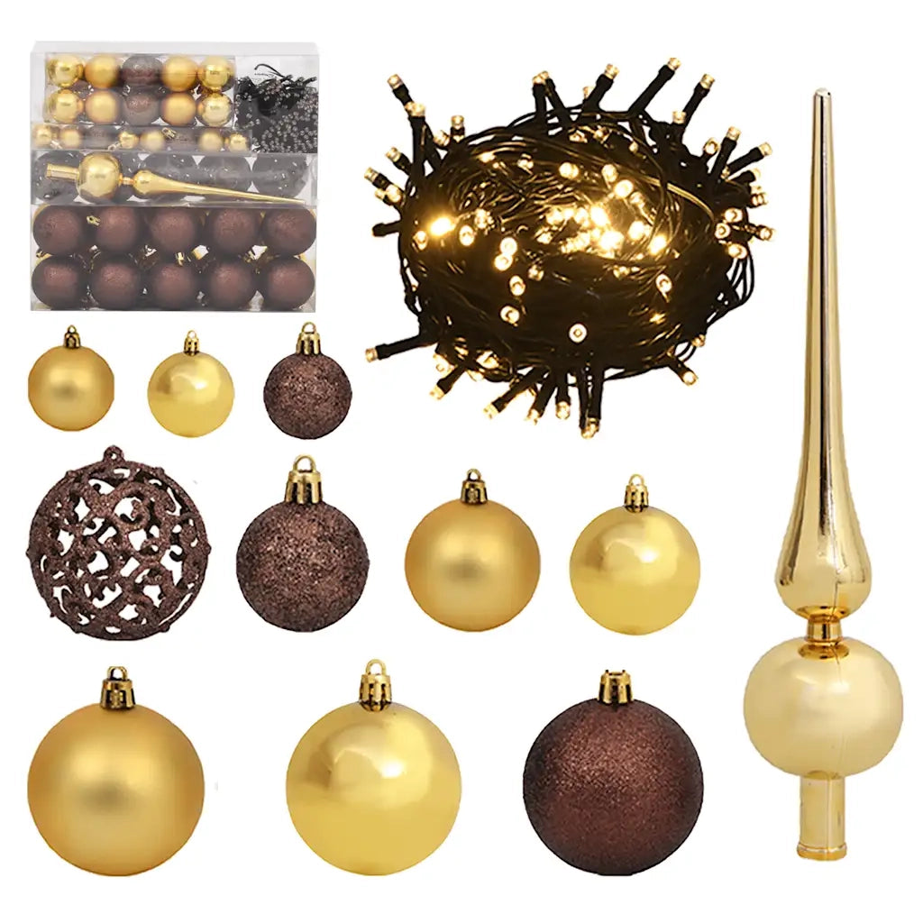 Albero Natale Incernierato con 300 LED e Palline 210 cm 3210129