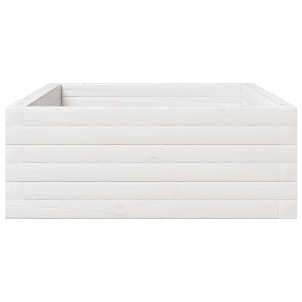 Fioriera rialzata per piante fiori terrazza giardino 110 x 60 x 23 cm legno di pino massiccio bianco 02_0037362