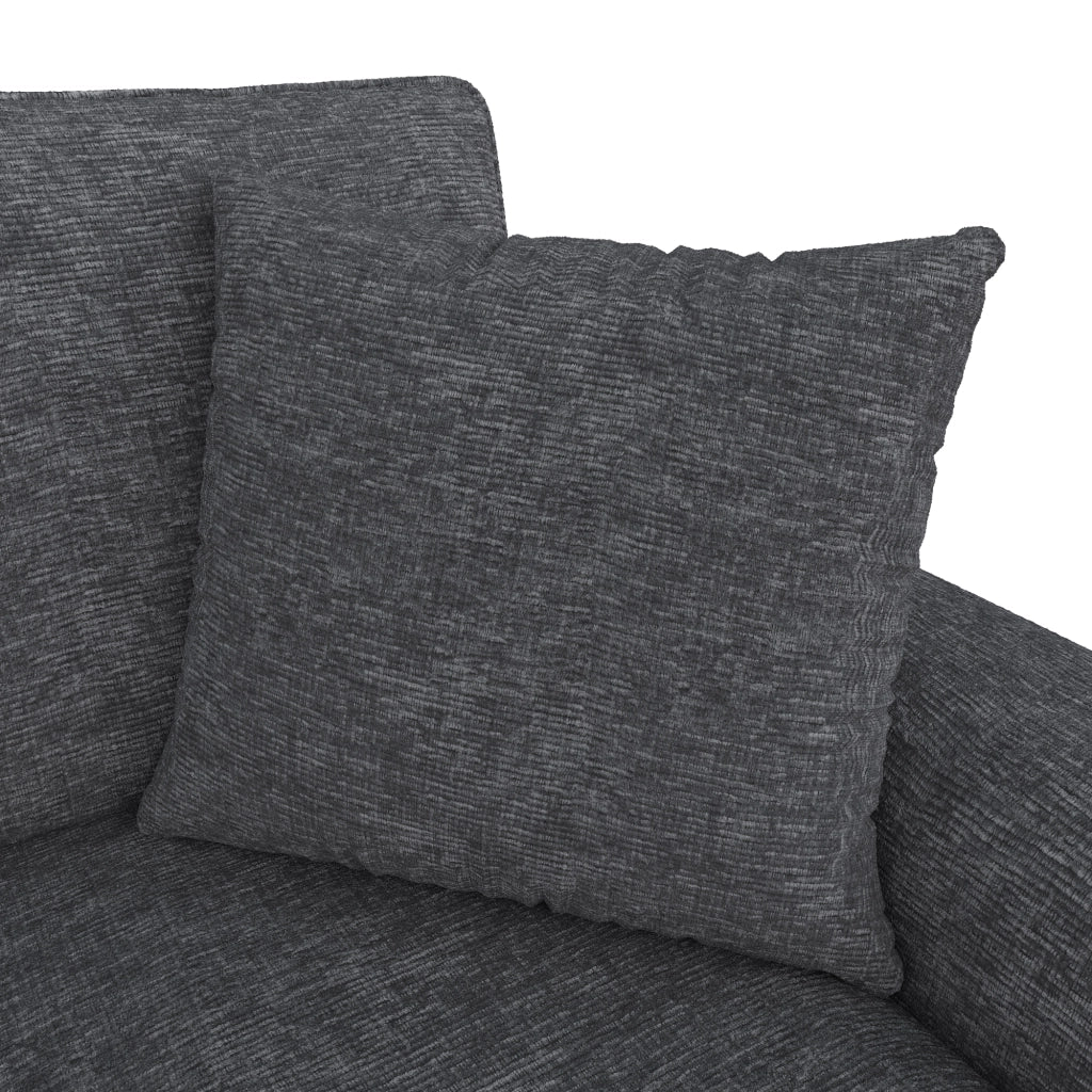 Divano a tre posti, divano ad angolo, tessuto chenille, vano portaoggetti, portabicchieri, design modulare, grigio