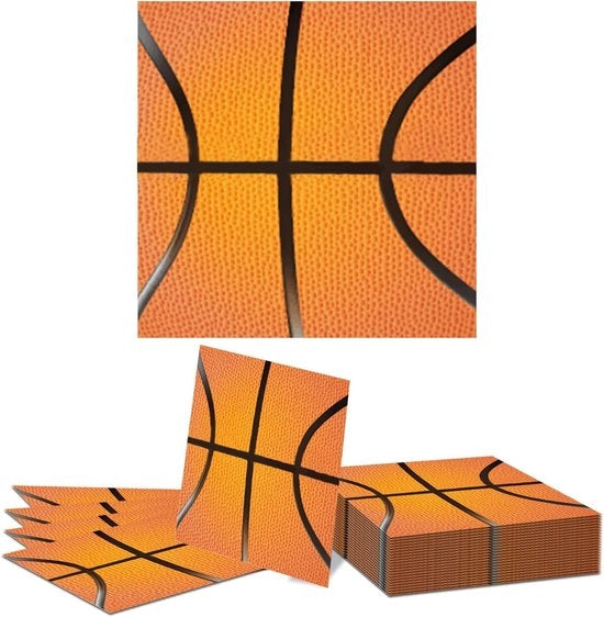 20 Set di Fazzoletti di Carta con Disegno di Basket per Feste Sportive e Partite di Basket - 13 x 13 Pollici Decorazioni e Feste
