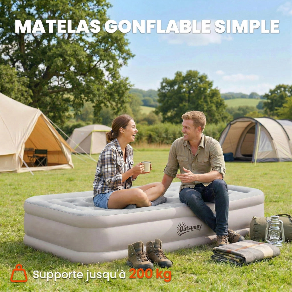 Materasso Gonfiabile con Pompe Elettrica Integrata ¨C Zephmum ¨C Kaki 190x97x39 cm