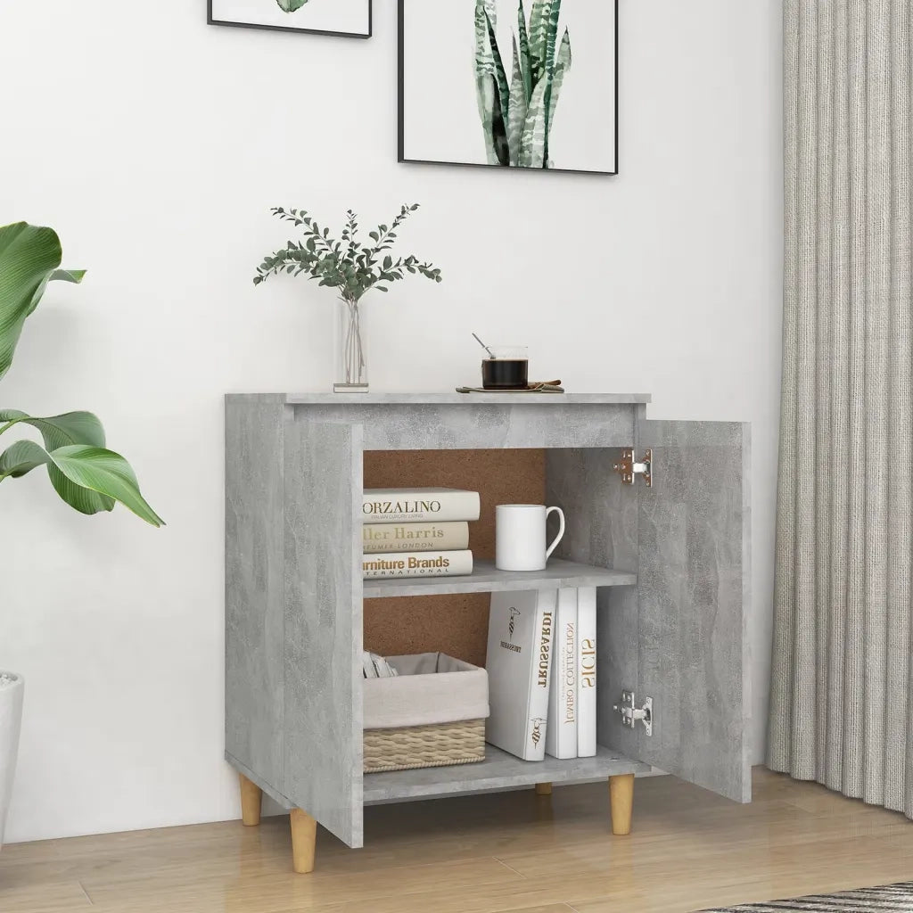Credenza-Buffet-Armadio da cucina Gambe Massello Grigio Cemento 60x35x70cm Multistrato