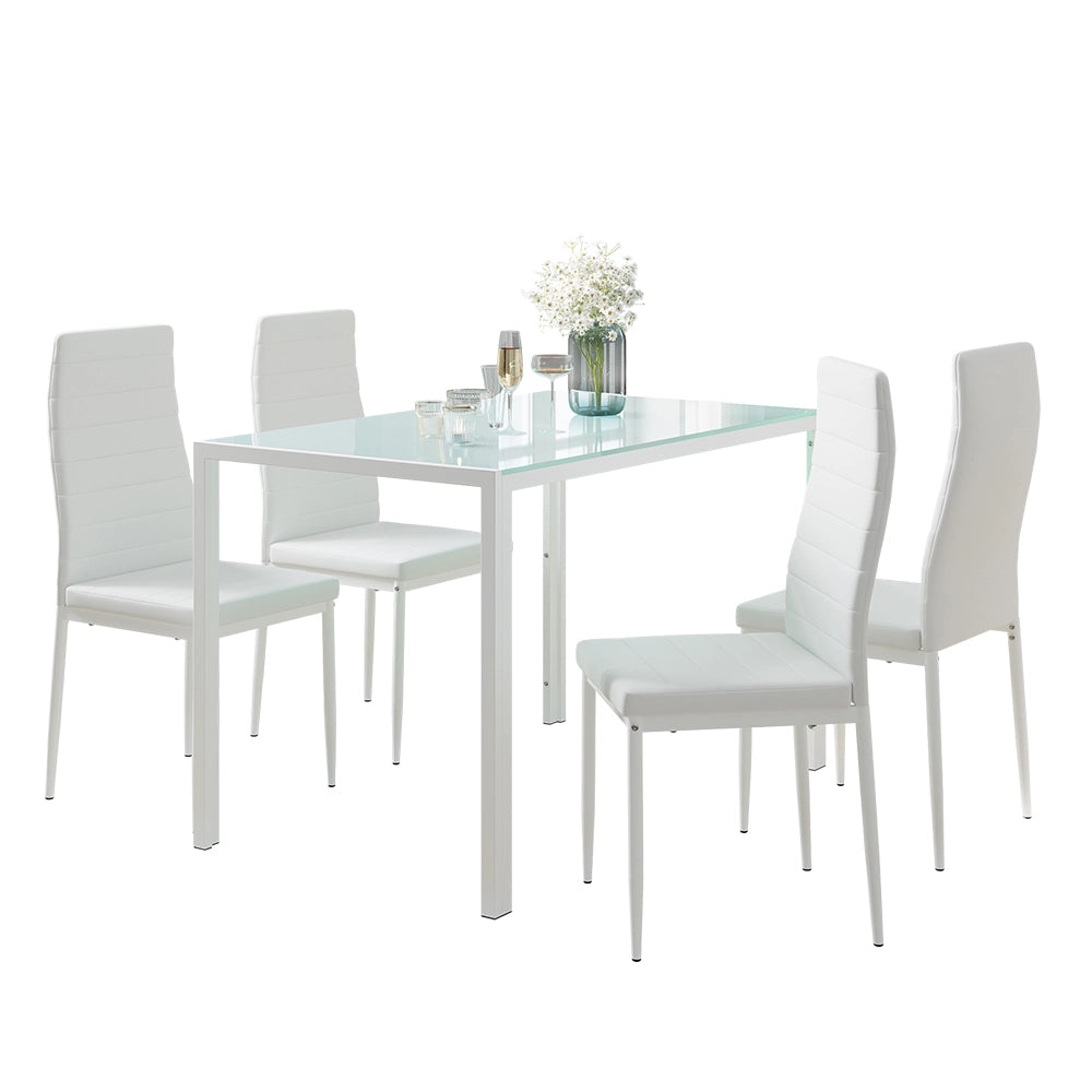 Vicco Set da pranzo Bianco 120 x 75 cm con 4 sedie