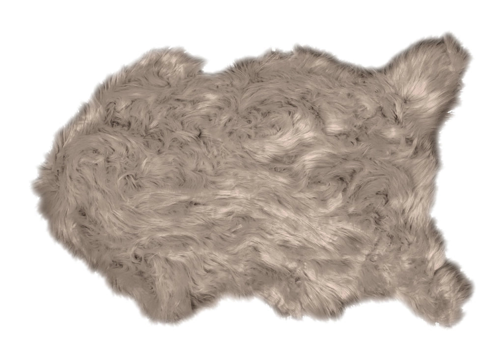 Tappeto Peloso In Pelliccia Ecologica Sagomato Modello Stoccolma Varie Misure - 60x90cm - Tortora