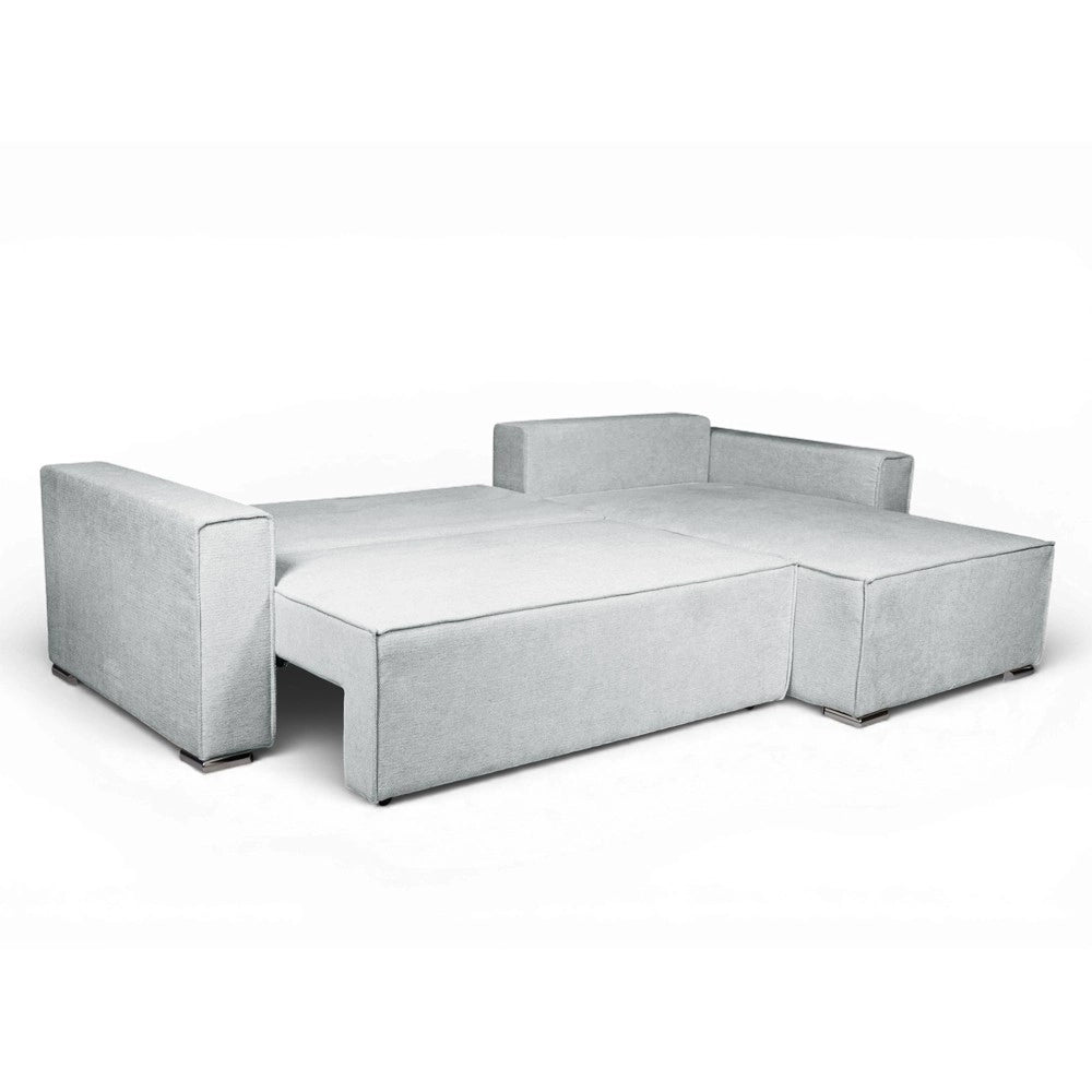 Divano Angolare Emily grigio scuro con Letto Easy Open, Contenitore e Penisola Reversibile – Comfort e Design per il Living