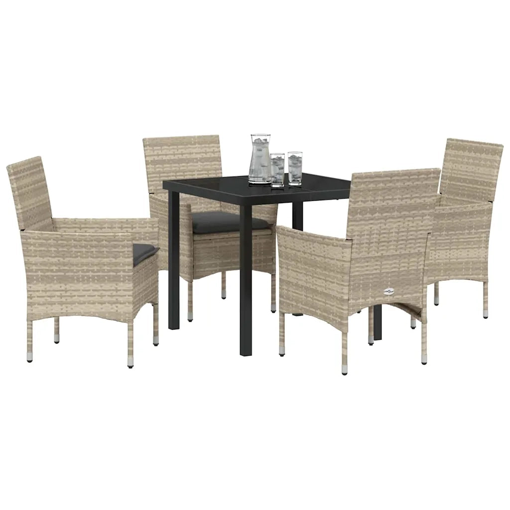 Set da Pranzo per Giardino 5 pcs Grigio chiaro polyrattan