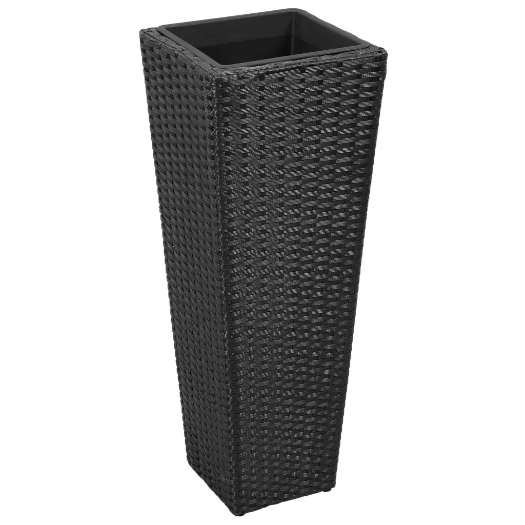 Letti Rialzati da Giardino 3 pz in Polyrattan Nero