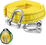 Cavo di Trazione 4 m - Anelli di Sollevamento in Nylon - Drag Loop con Strisce Riflettenti - Doppia Cerniera Rafforzata - Inclusi 2 Ganci per Auto e Veicoli Off-Road - Cavo di Trazione per Trasporto