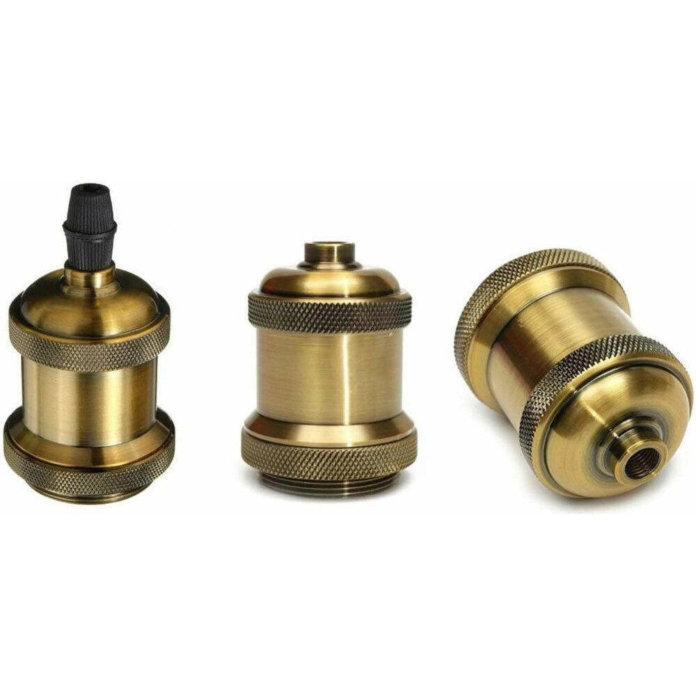 Trade Shop - Portalampada Vintage Stile Retro' Sospensione Pendente E27 Bronzo Ottone E27-02 -