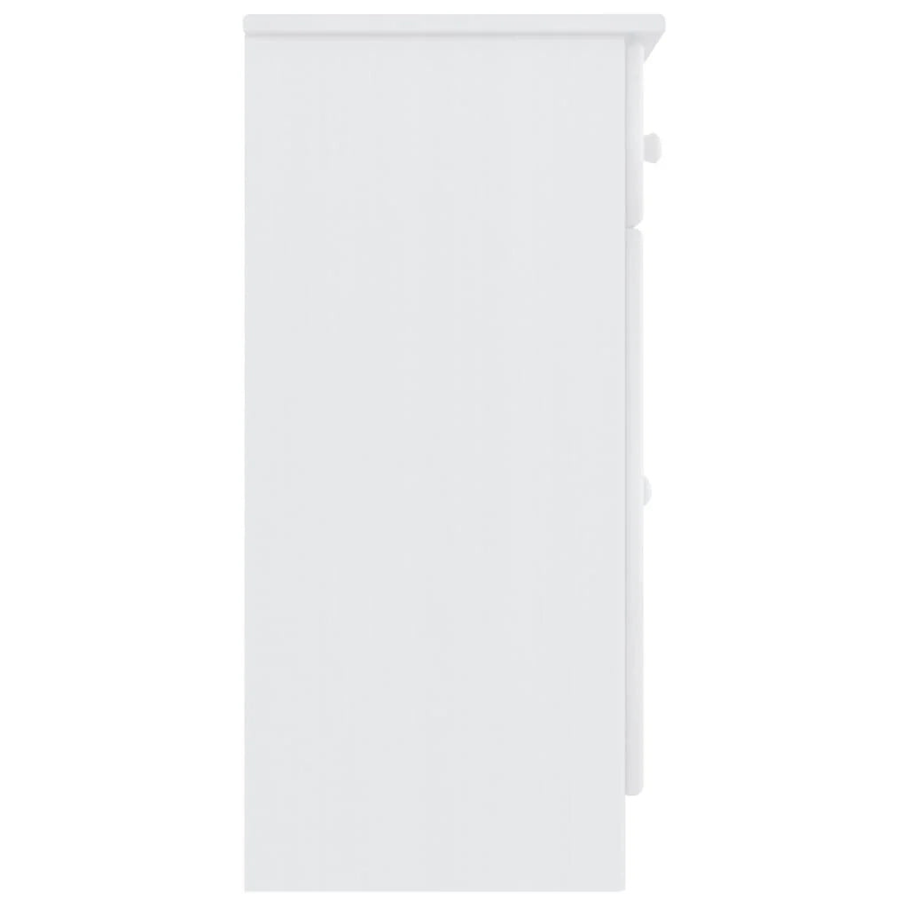 ALTA 77 x 35 x 73 cm Credenza in legno massello di pino bianco cassettiera mobile contenitore organizer per cucina soggiorno salotto