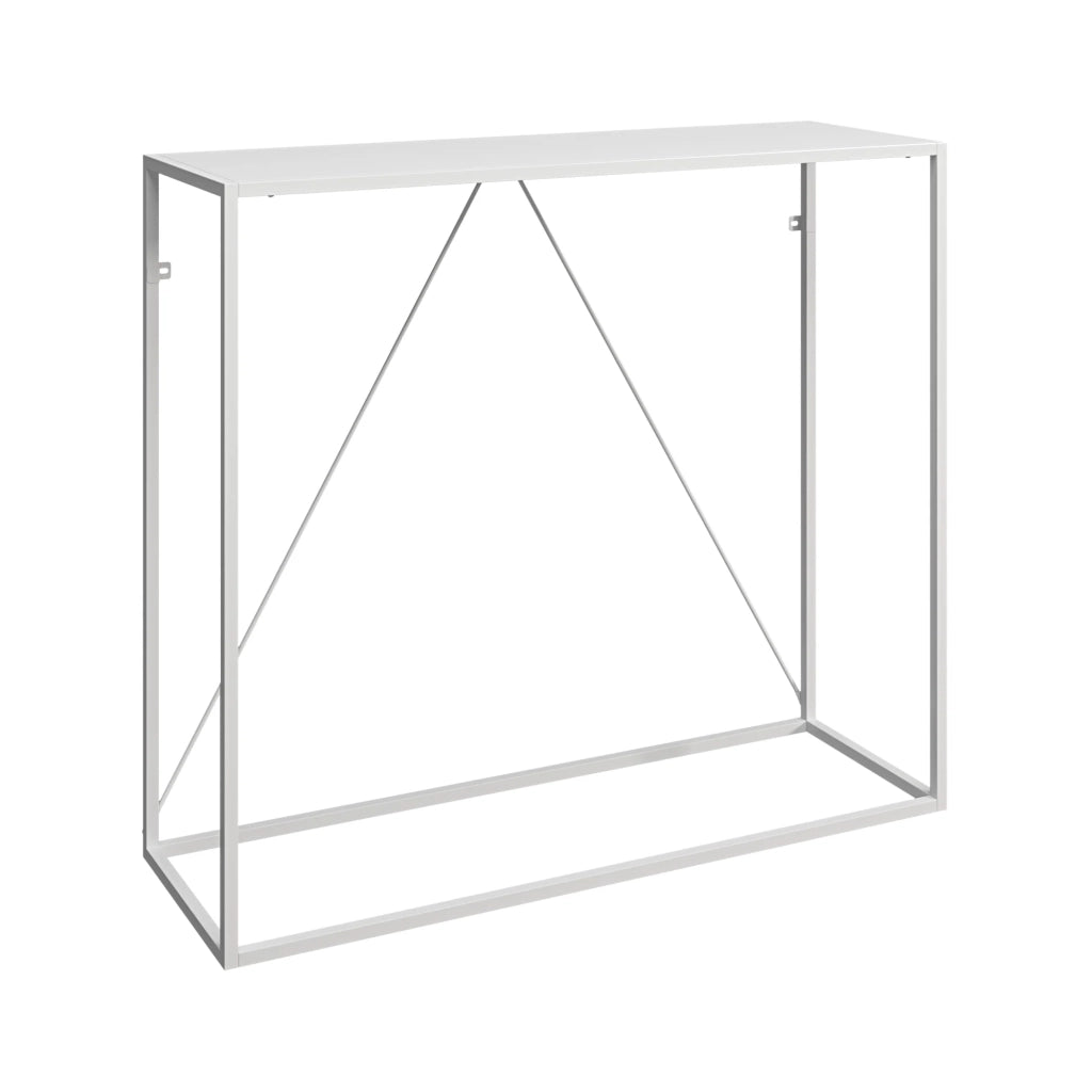 Tavolo consolle 90 x 30 x 80 cm per ingresso soggiorno sala da pranzo acciaio bianco 03_0010868