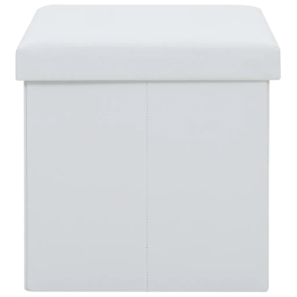 Sgabello Pieghevole con Contenitore Bianco in Similpelle 247082
