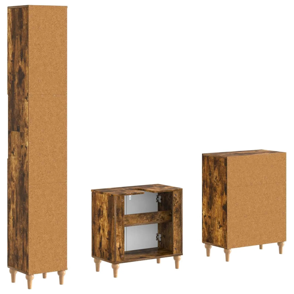 Set di armadietti da bagno in 3 pezzi ALKMAAR Rovere Fumo 3417428