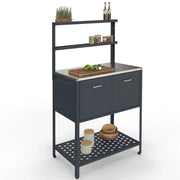 IDMarket - Cucina da esterno a 2 ante PAREO con 2 ripiani sospesi in acciaio grigio antracite