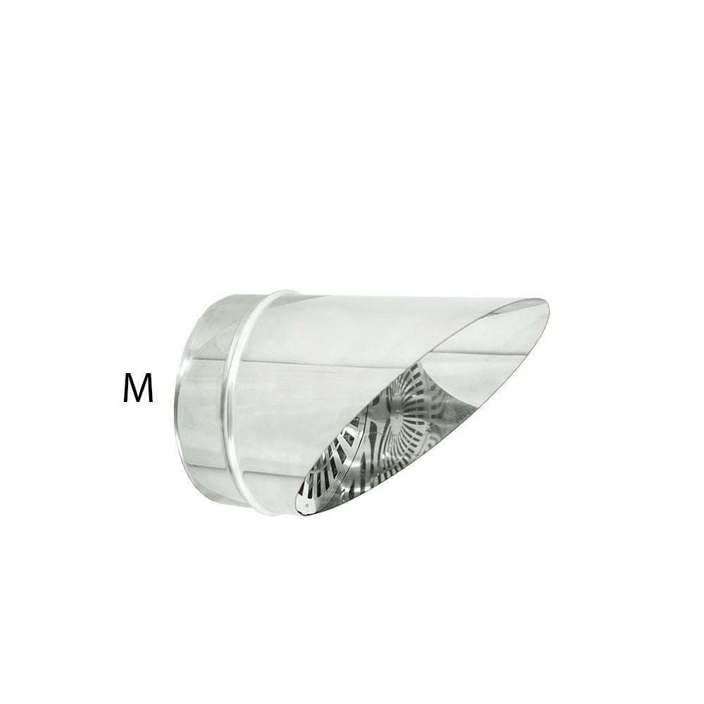 Fumaiolo da 100mm tipo a becco inox aisi 304 base tonda innesto m maschio