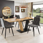 Tavolo da pranzo allungabile con piano in MDF, gambe regolabili e finitura effetto legno per cucina e soggiorno