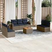 Set Divani da Giardino 8 pz con Cuscini Grigio in Polyrattan 3224521
