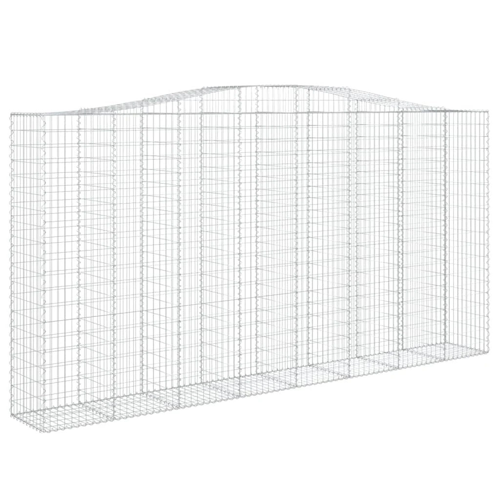 Cestini gabbioni recinzione a gabbia muro di contenimento ad arco 6 pezzi 400 x 50 x 200/220 cm ferro zincato argento 02_0041058